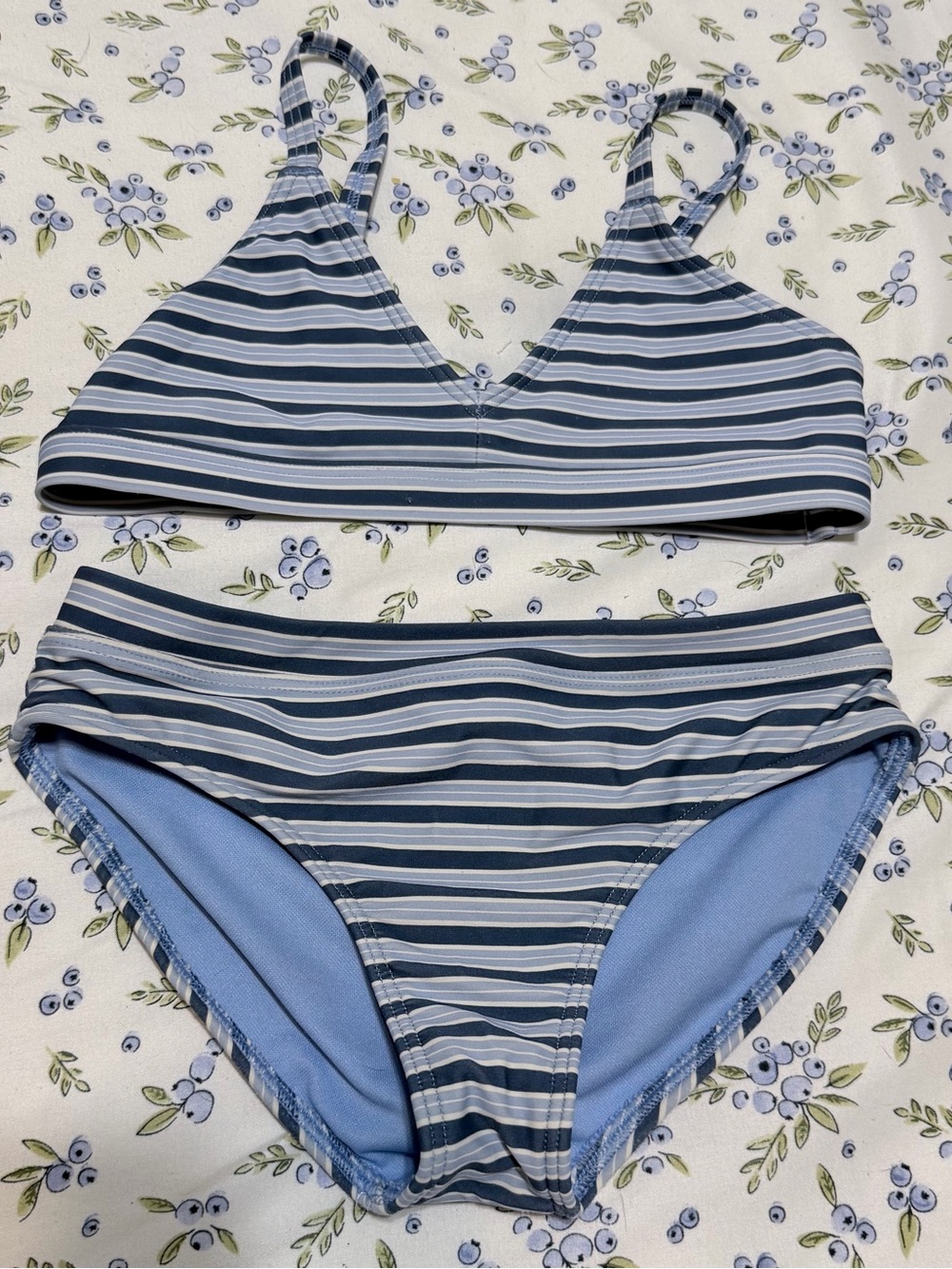 abercrombie kids Blue and White Striped Two-Piece Swim Set
